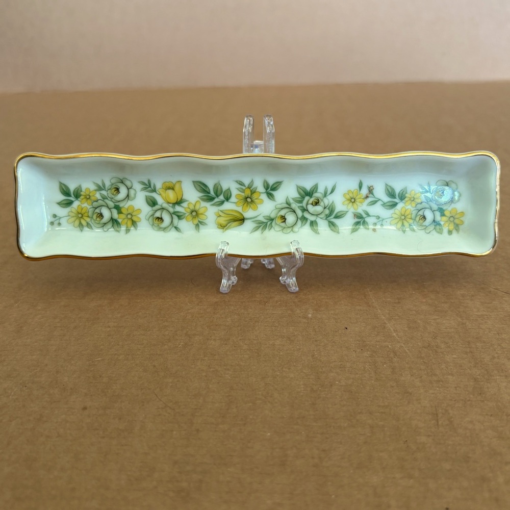 Vintage Bone Tray Trinket Dish Made in Japan Roses Flowers Floral 8"
